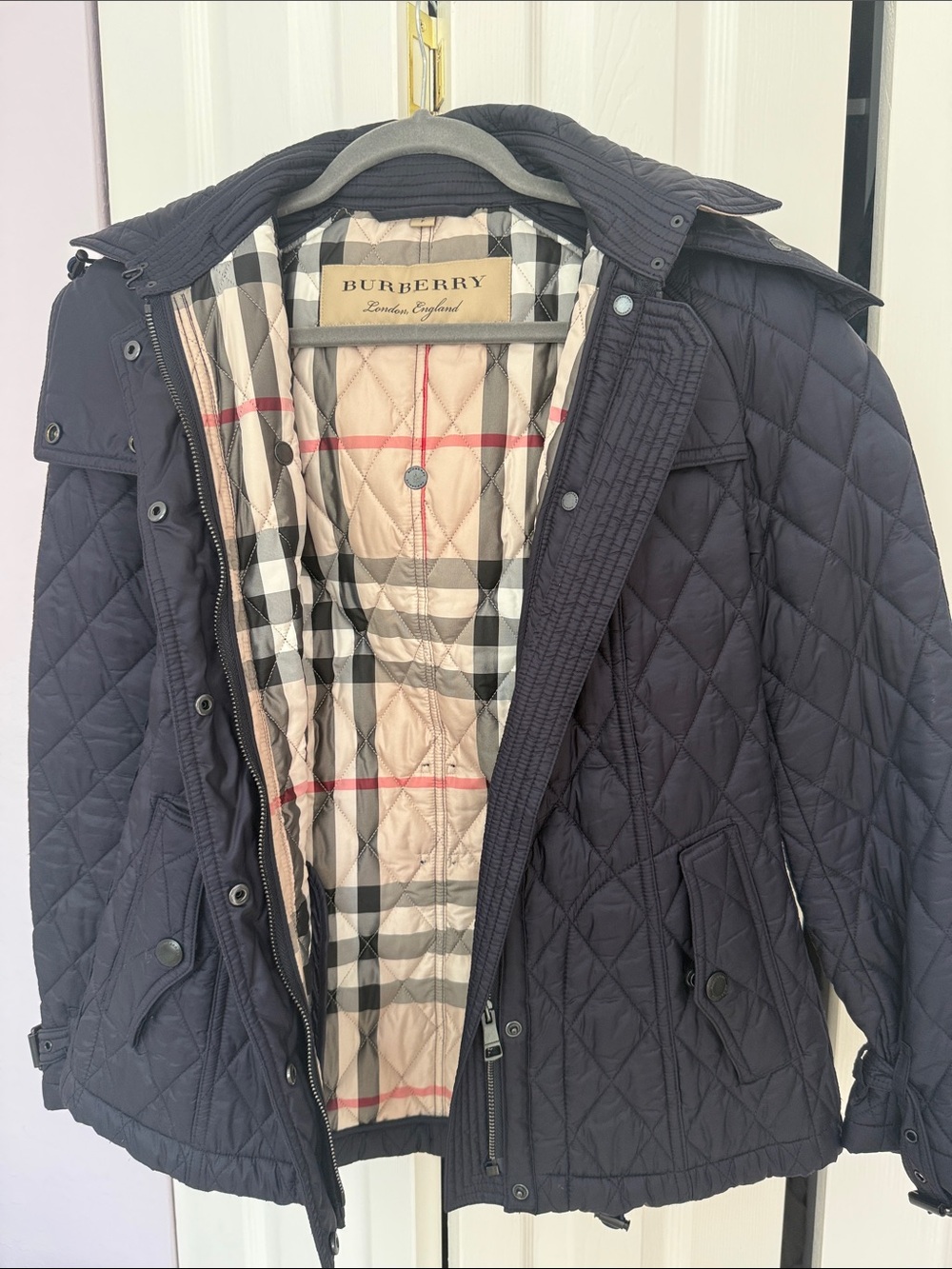 Burberry Black Quilted Puffer Jacket with Signature Check Interior